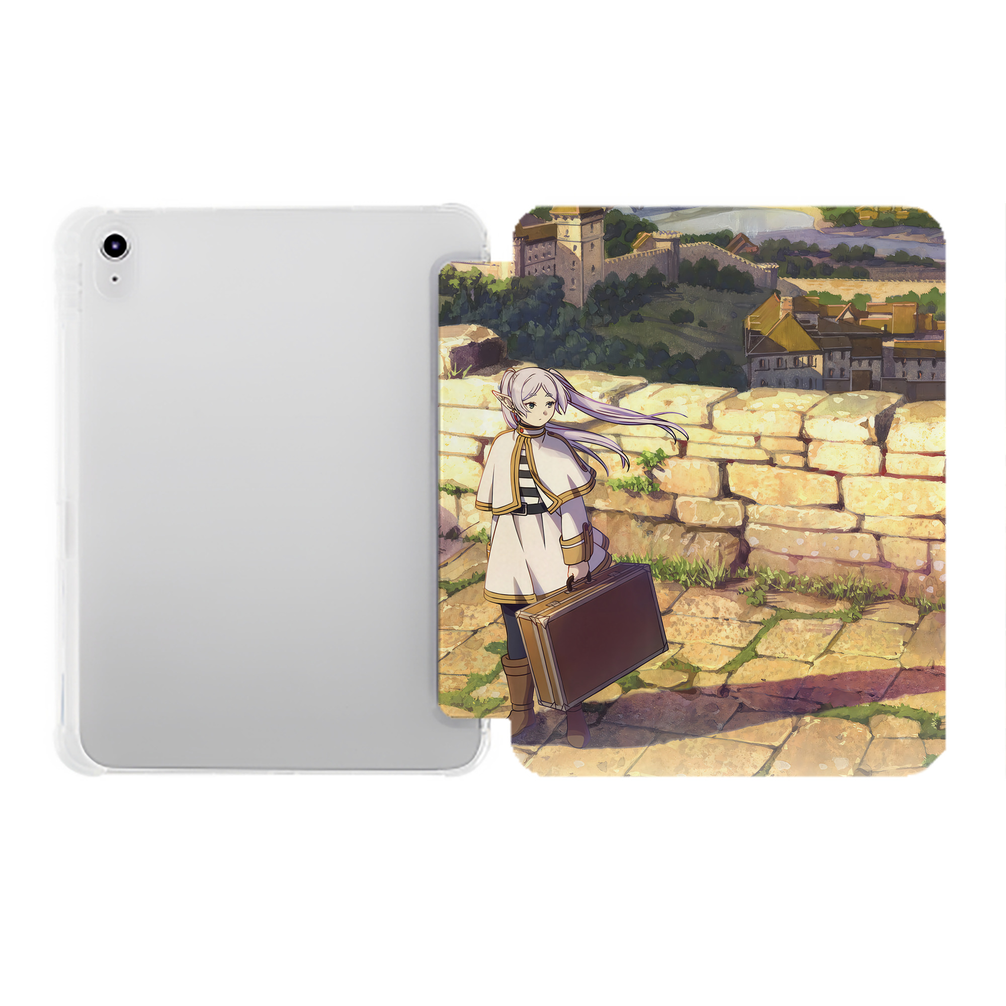 （画像用） 葬送のフリーレン Frieren IPad ケース ペン収納付き 三つ折りスタンド PUレザー×シリコン 対応機種9.5/10.5/10.9インチ